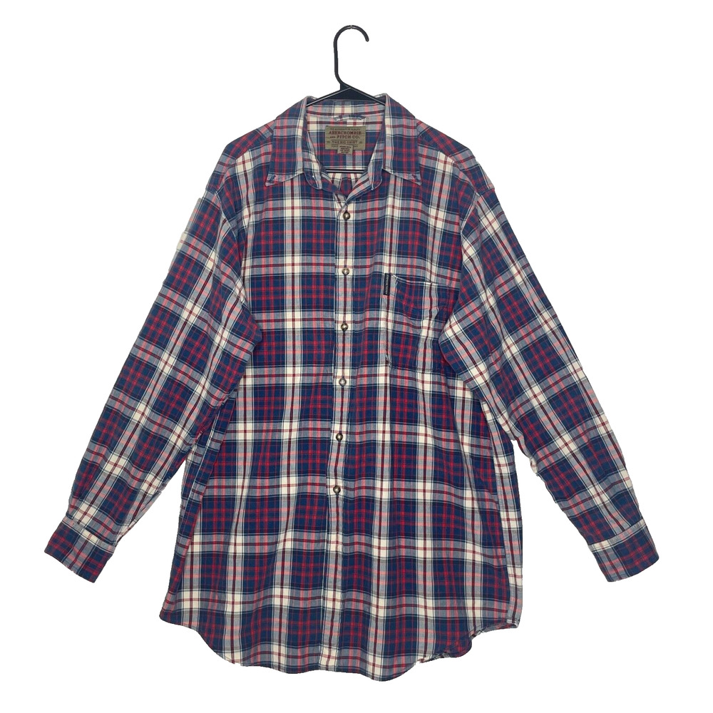 Vtg Abercrombie & Fitch Long Sleeve Button Plaid Classic Preppy Outdoor Oversize